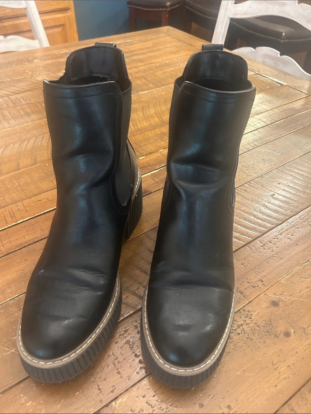 Dolce Vita Black Leather Platform Ankle Boots